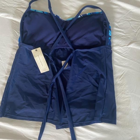 XL Womens bathing suit top and supportive bottom. Navy blue, top ties in back. - Picture 2 of 3